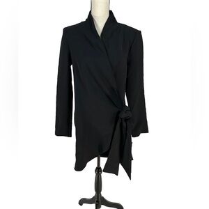 ASOS Design Long Sleeve Open Back Wrap Mini Dress - Black - size 6